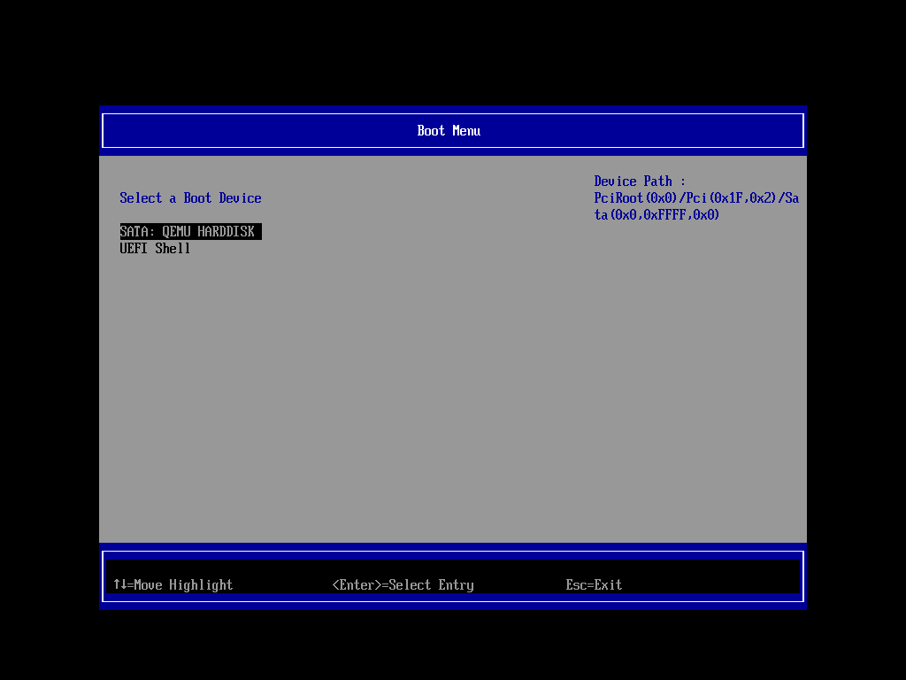 edk2 boot menu